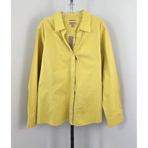 Gold Label Investments II‎ Button Up Collarded Pleated Front Top Yellow 24W